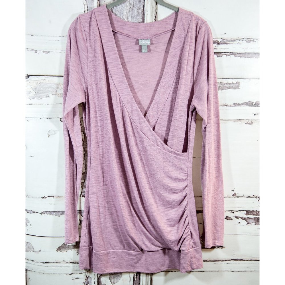 Vanity L Pink Mauve Lavender Stretchy CrossoverTop